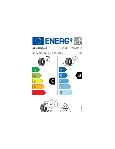 315/70 R22.5 154 L ARMSTRONG - ADR11 16PR M+S 3PMSF