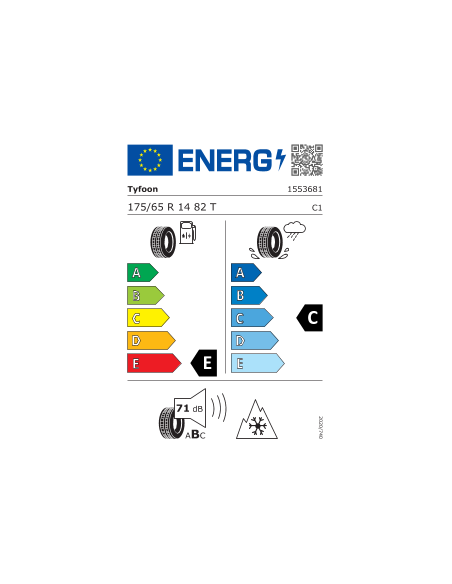 175/65 R14 82 T Tyfoon Eurosnow 3 Bsw M+s 3pmsf
